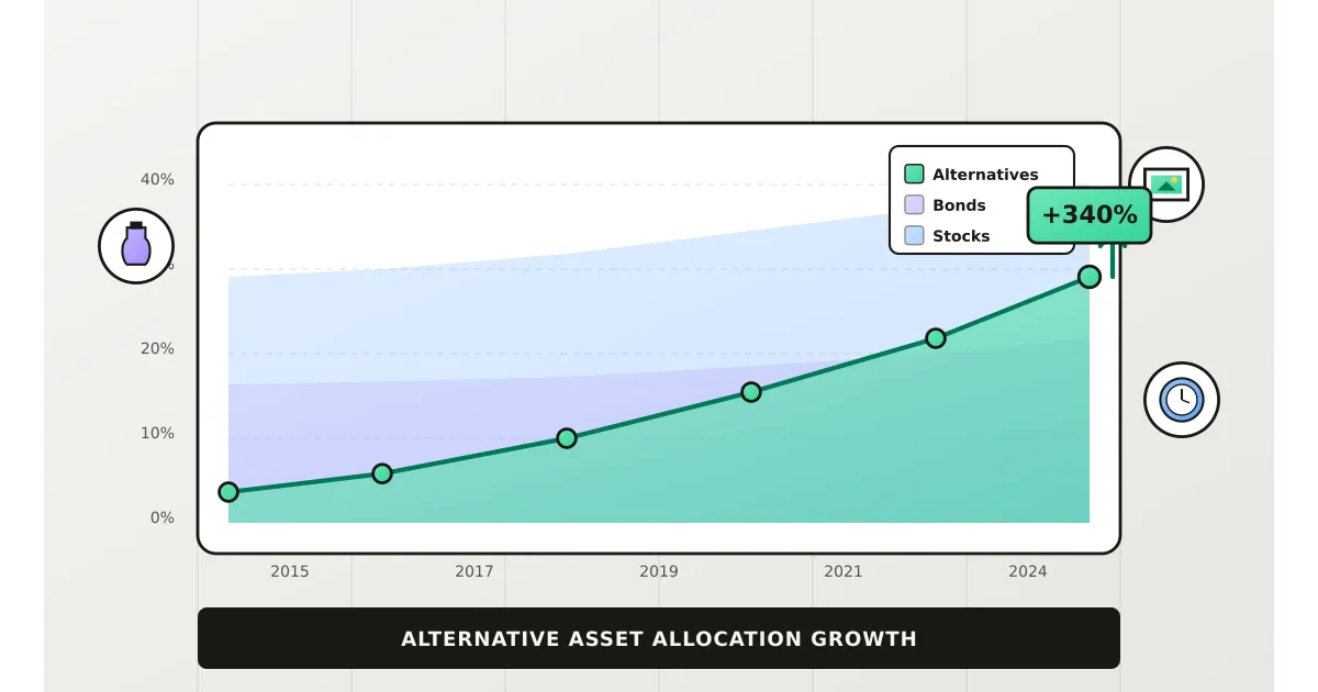 Chart showing growth of alternative asset allocations over time
